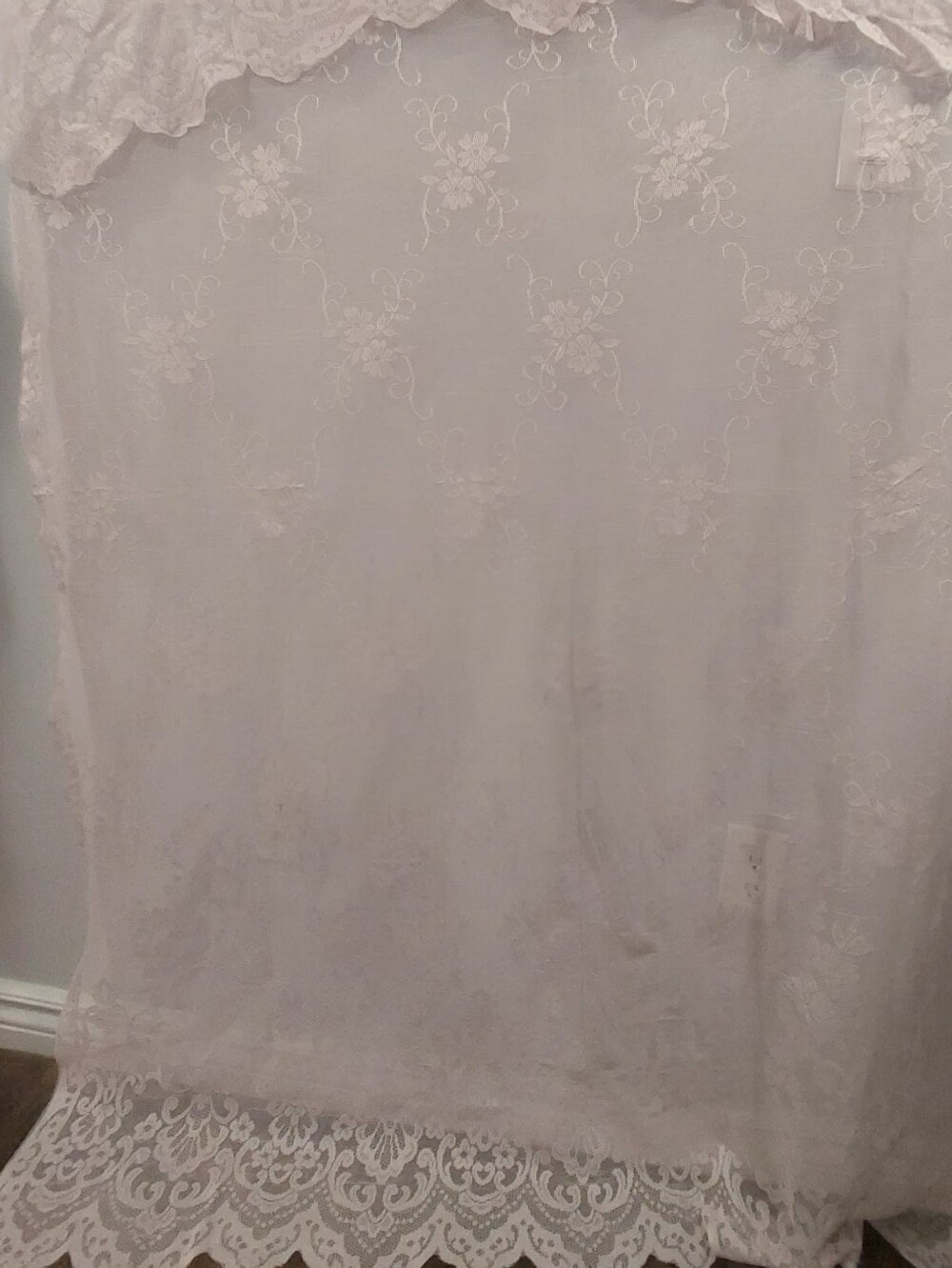 Pastel Pink Lace Sheer Curtains ×2 - Picture 3 of 3